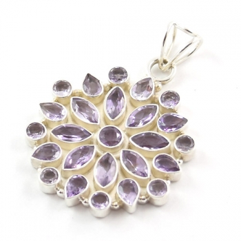 Top design purple amethyst sterling silver ethnic pendant jewelry